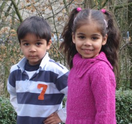 tough boy, smiling girl